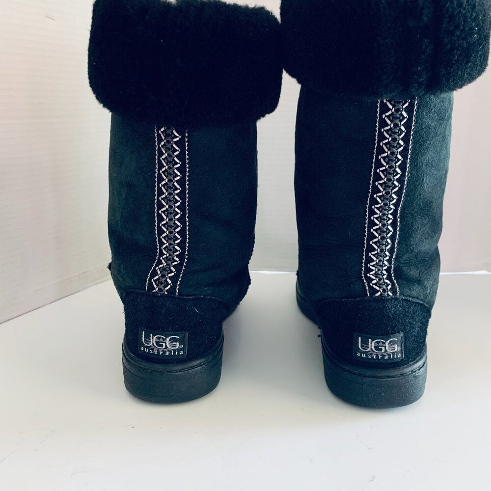 UGG Australia Tall Shearling Boots Suede with Tasman Braid – Classic